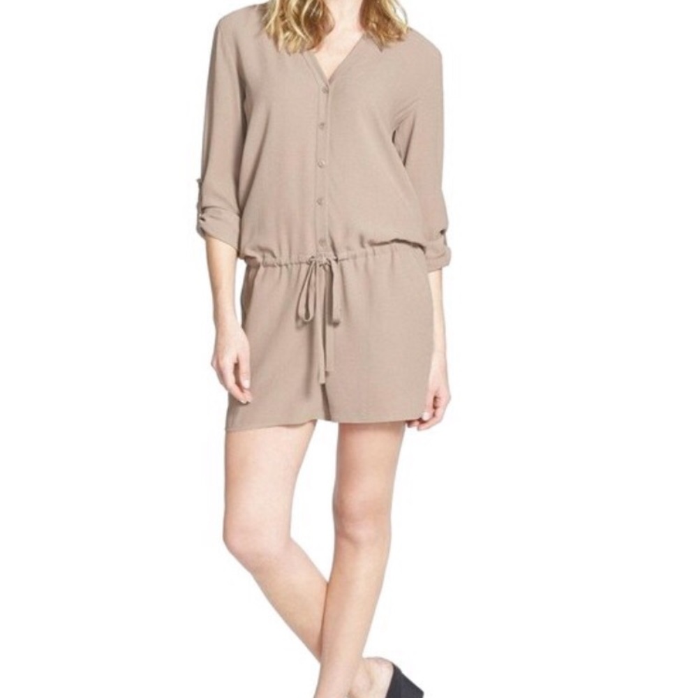 BRAND NEW Eileen Fisher mocha mandarin collar silk romper/ jumpsuit. Size M/L.